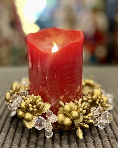 SHORT RED FLAMELESS LED WAX CANDLE CA32573