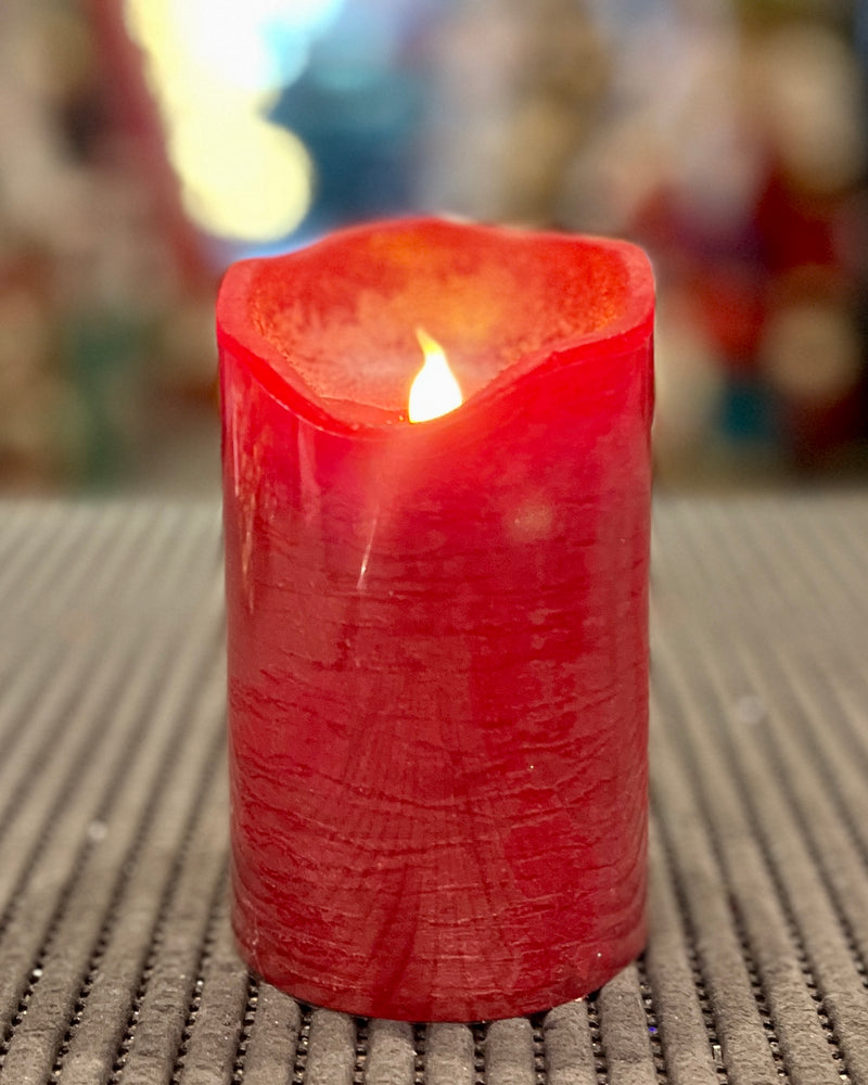 SHORT RED FLAMELESS LED WAX CANDLE CA32573