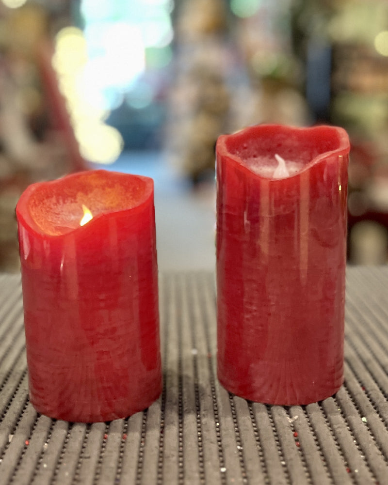 SHORT RED FLAMELESS LED WAX CANDLE CA32573