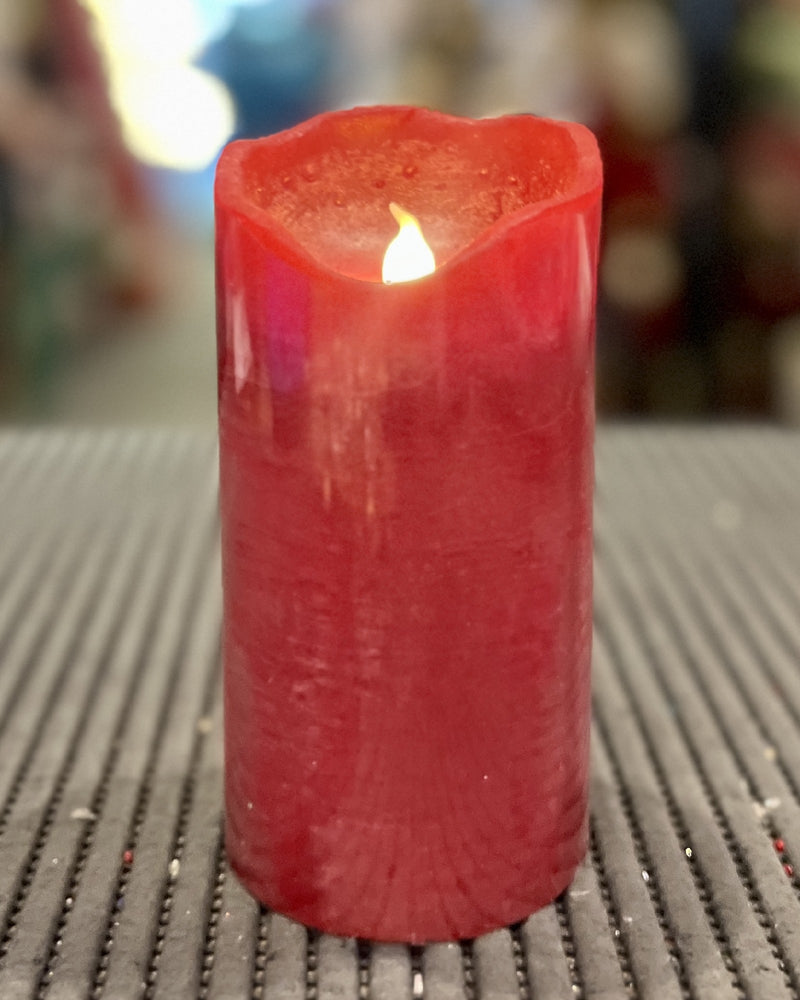 TALL RED FLAMELESS LED WAX CANDLE CA32580