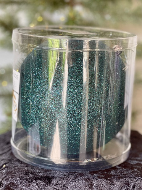 EMERALD 15CM BAUBLE GLITTER ORNAMENTS X353943