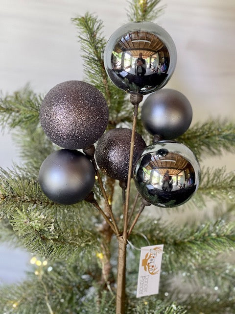 SILVER GREY BAUBLE CLUSTER STEM 40CM X353950