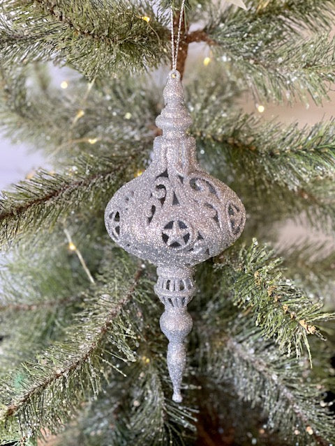 PLATINUM GLITTER FINIAL HANGING X354391