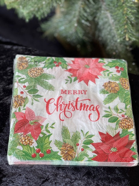 POINSETTIA NAPKIN PACK OF 20 X357279