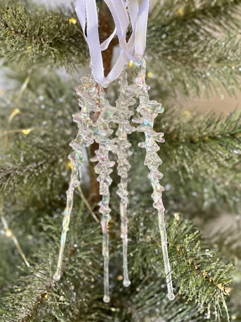PACK OF 4 SILVER GLITTER ICICLE 15CM X358221
