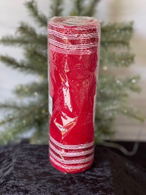 RED & WHITE METALLIC 10M MESH ROLL X364734