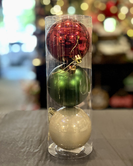 3 PACK BERRY CHRISTMAS MIX SHATTERPROOF BAUBLES 