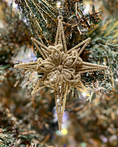 GOLD GLITTER CELESTIAL STAR ORNAMENT X370964