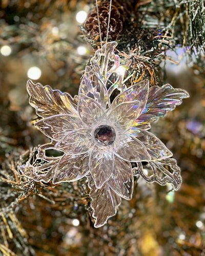 IRIDESCENT CLEAR POINSETTIA ORNAMENT X374832