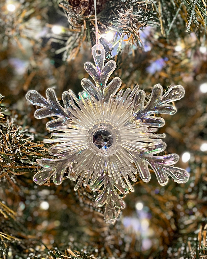 IRIDESCENT CLEAR SNOWFLAKE ACRYLIC ORNAMENT X374870