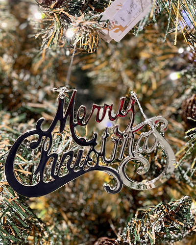 SILVER MERRY CHRISTMAS ORNAMENT X374955