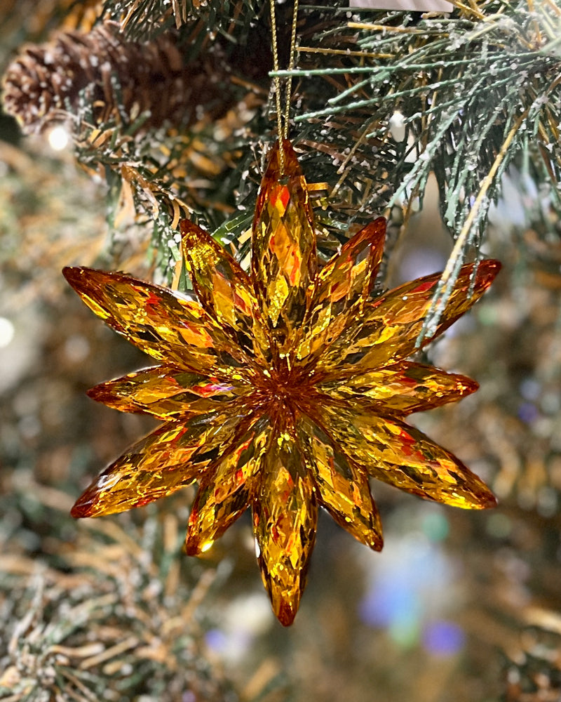 GOLD ACRYLIC SNOWFLAKE HANGING ORNAMENT X379257