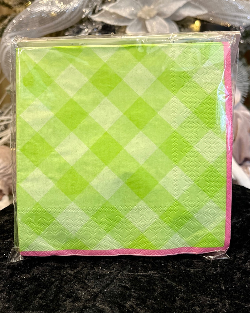 25PK 2PLY GREEN EASTER GINGHAM NAPKIN EA05109