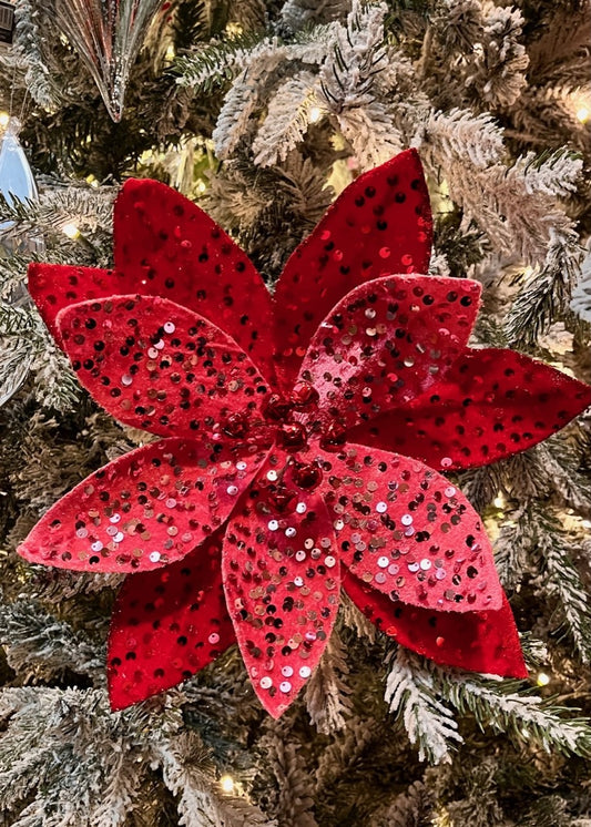 30CM RED & PINK SEQUIN POINSETTIA X419632