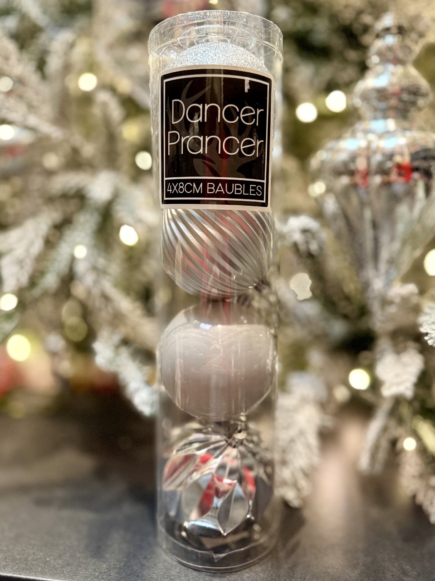 8CM SILVER BAUBLE 4 PACK X421222