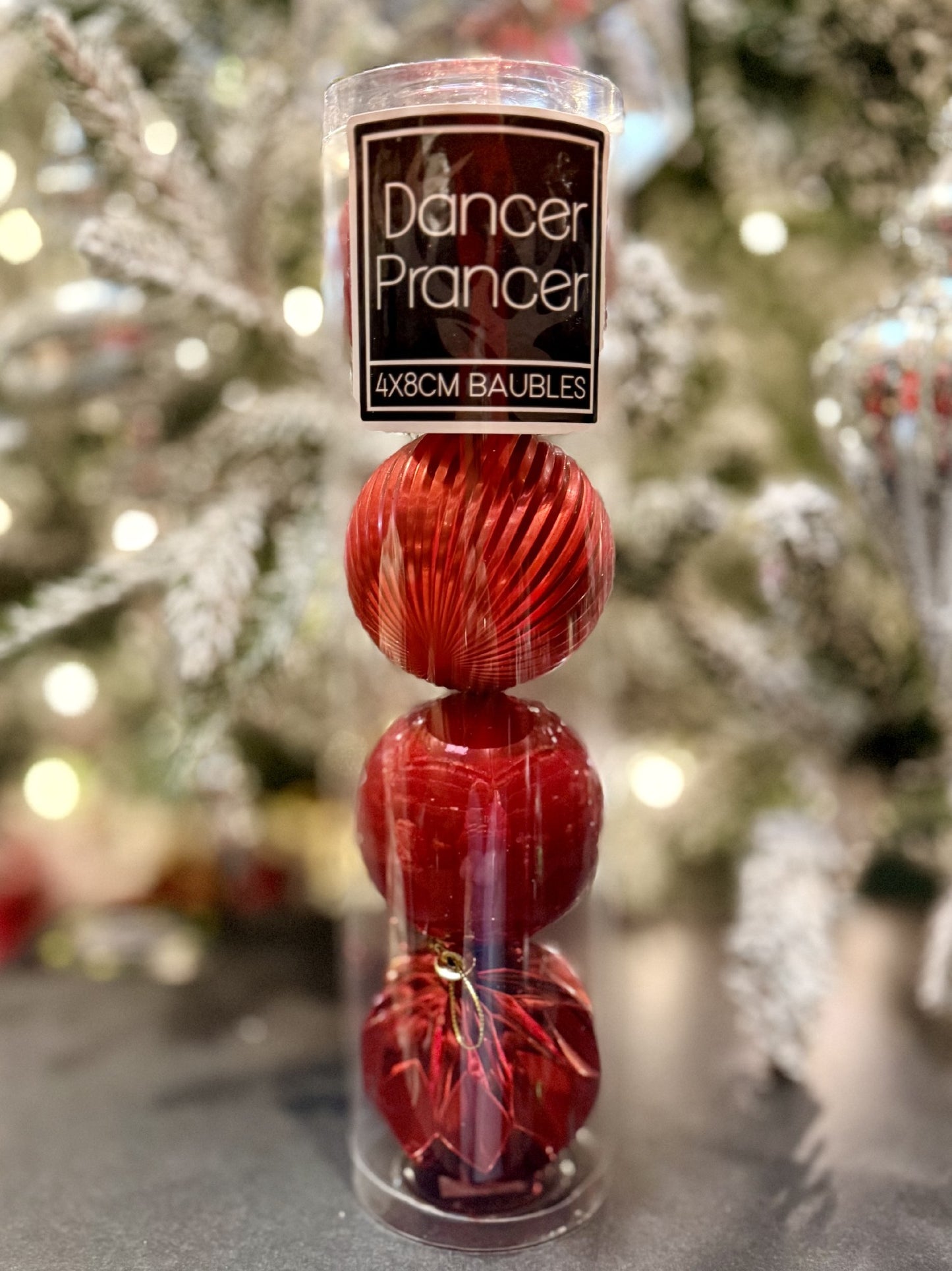 8CM RED BAUBLE 4 PACK X421277