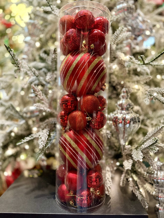 32 PACK BULK PACK BAUBLE-RED X421581