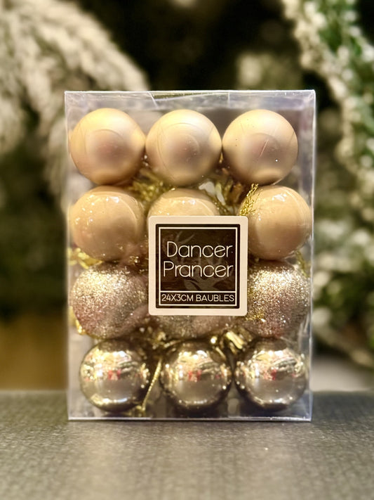 24 PACK 3CM BAUBLE-CHAMPAGNE X421680