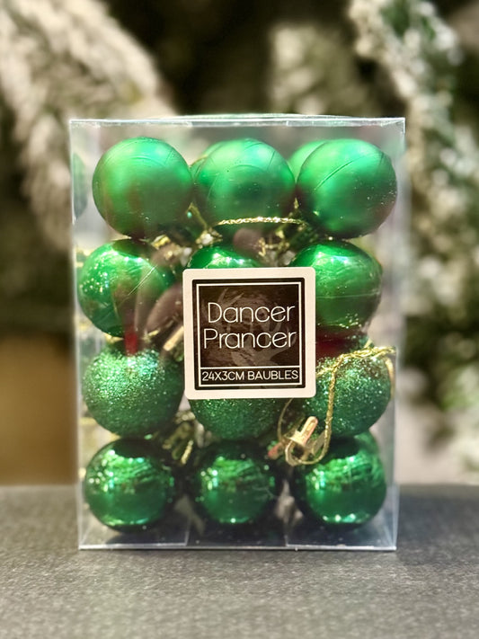 24 PACK 3CM BAUBLE-GREEN X421697