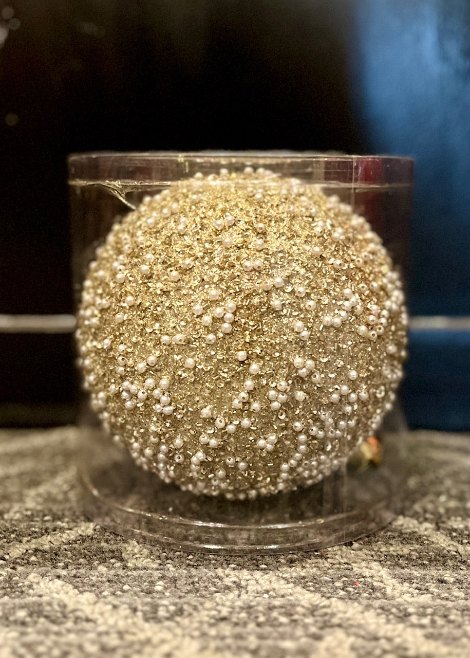 15CM CHAMPAGNE BEADED BAUBLE X422076