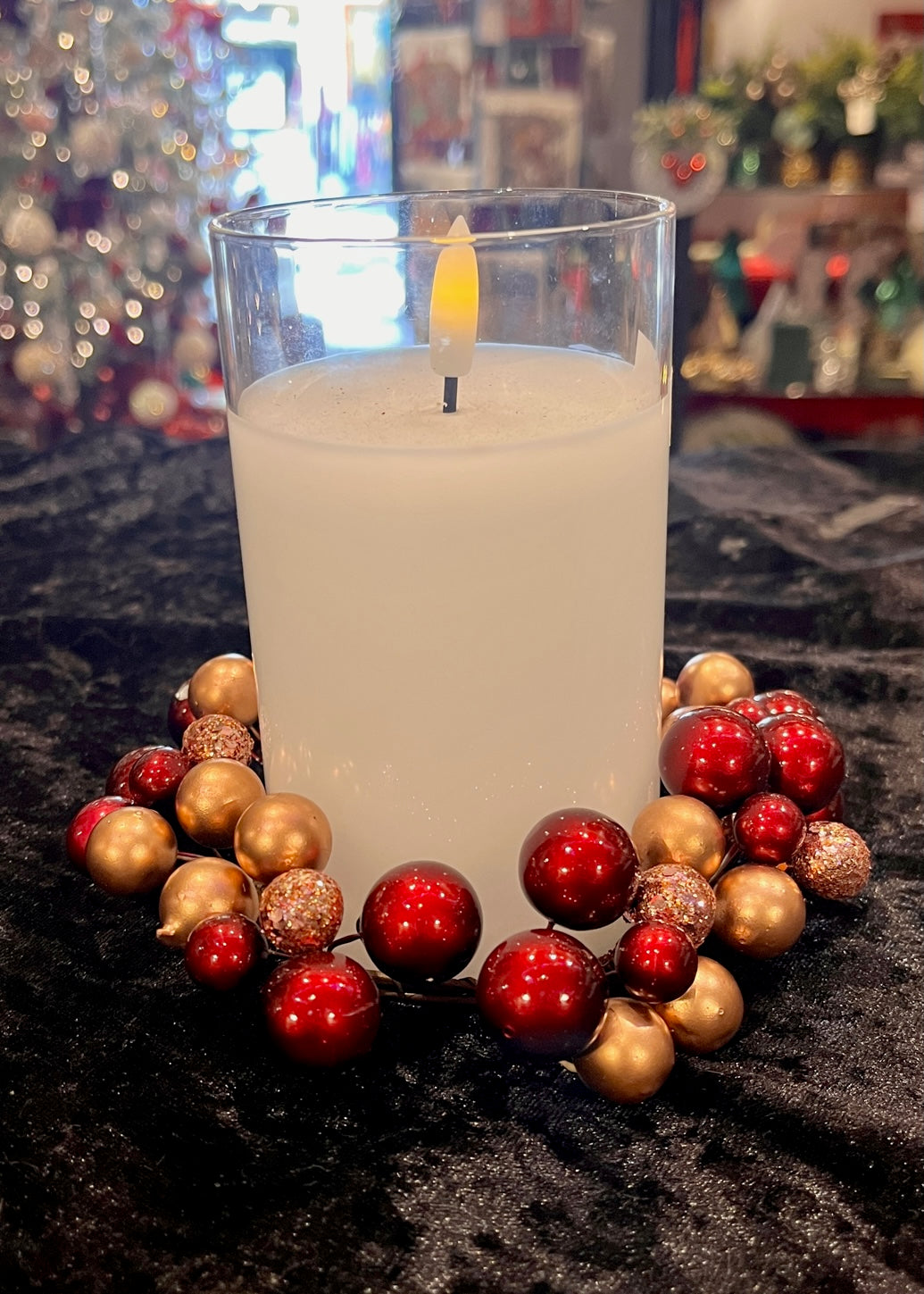 CANDLE WREATH BURGUNDY, PINK, CRYSTAL BAUBLES X431887