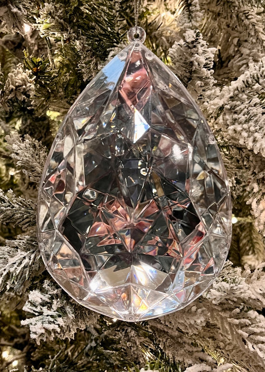 SILVER TEARDROP ACRYLIC JEWEL ORNAMENT X432235