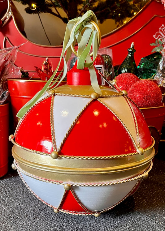 30CM RED, WHITE, GOLD ANTIQUE FINISH METAL BAUBLE BELL X443200