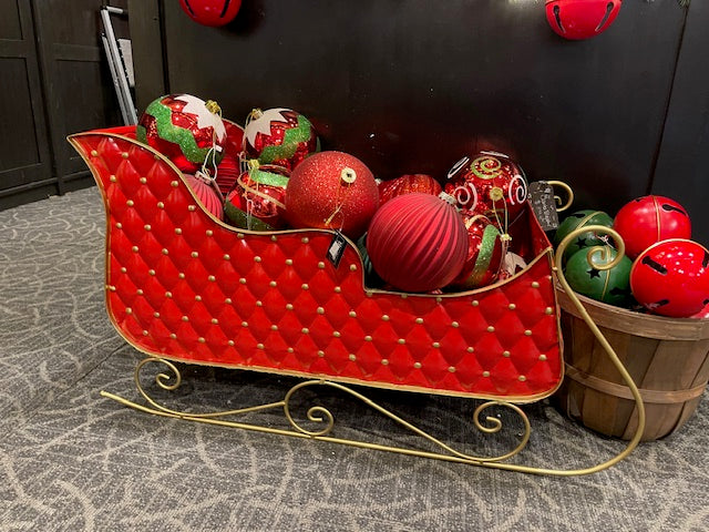 RED/GOLD METAL CHRISTMAS SLEIGH X444092 PICK UP IN STORE ONLY