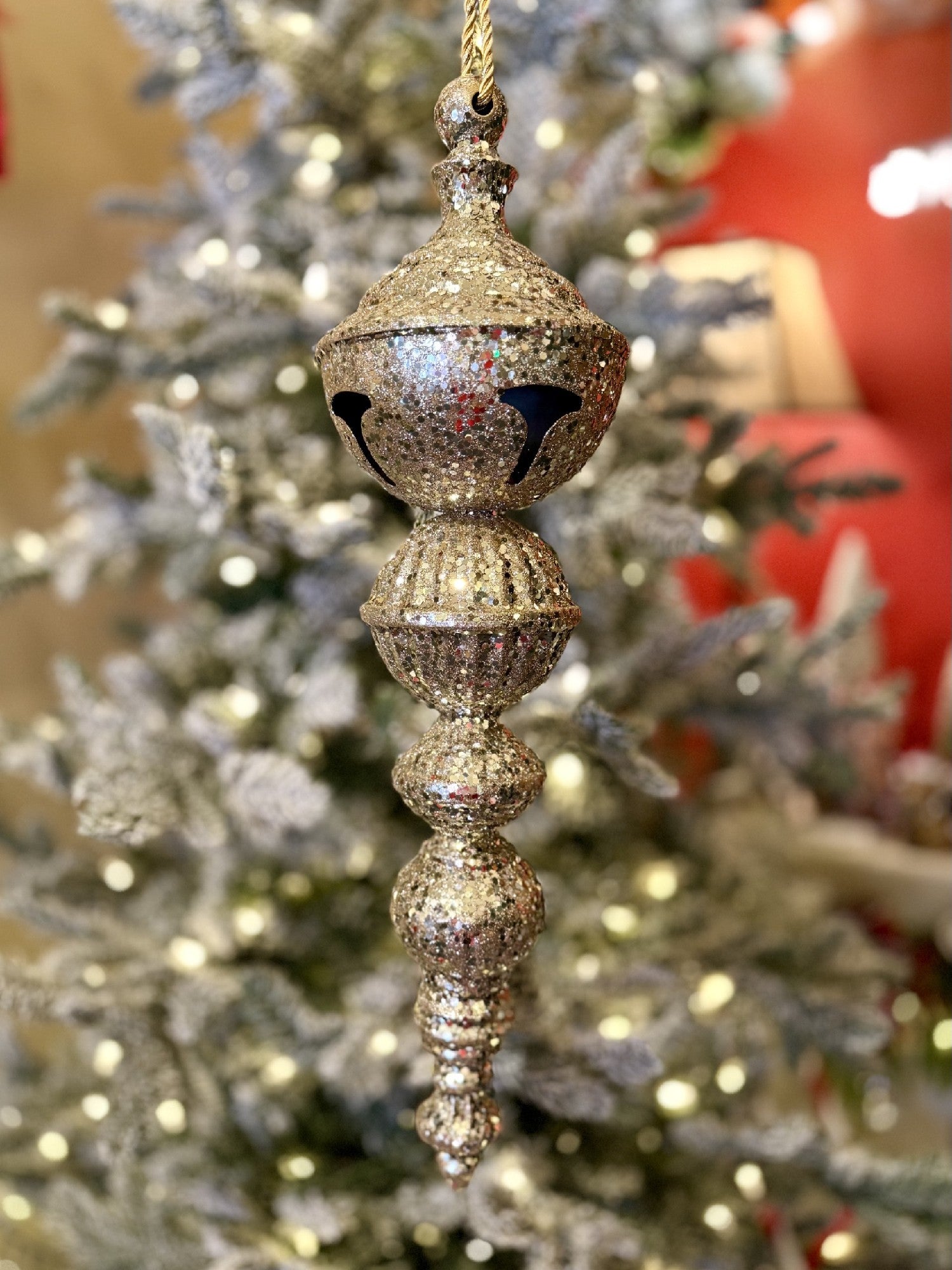 CHAMPAGNE GLITTER METAL FINIAL X444887