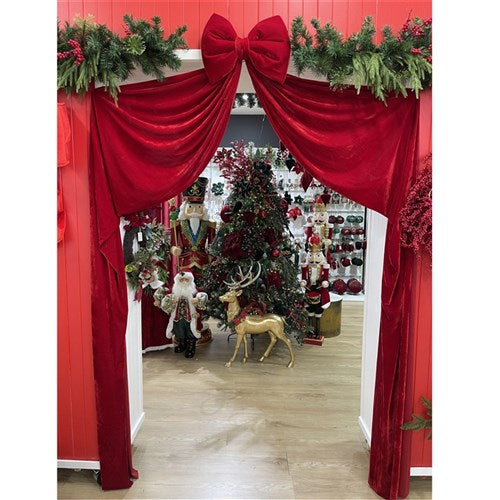40X280CM RED VELVET DOORWAY BOW X468487