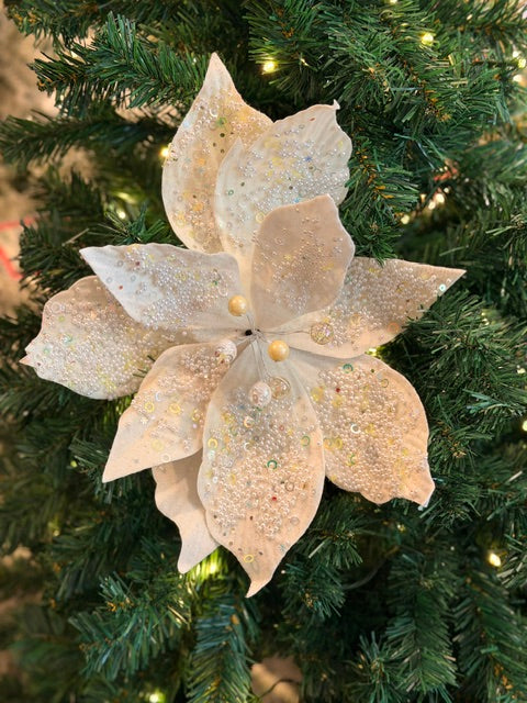 IVORY VELVET WITH PEARL DETAILS POINSETTIA X479698