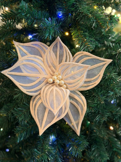 CHAMPAGNE LACE POINSETTIA WITH PEARL CENTRE X480540