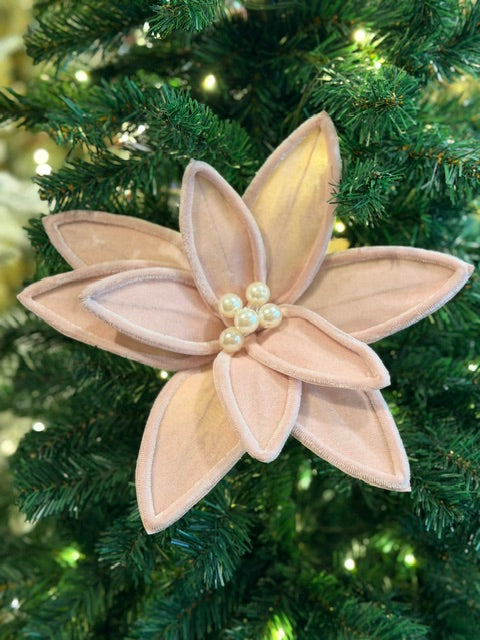 PALE PINK VELVET POINSETTIA WITH PEARL CENTRE FLOWER X485927