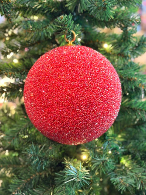 20CM CHERRY RED BEADED BAUBLE X492703