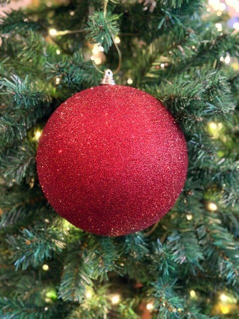 20CM CHERRY RED GLITTER BAUBLE X493410