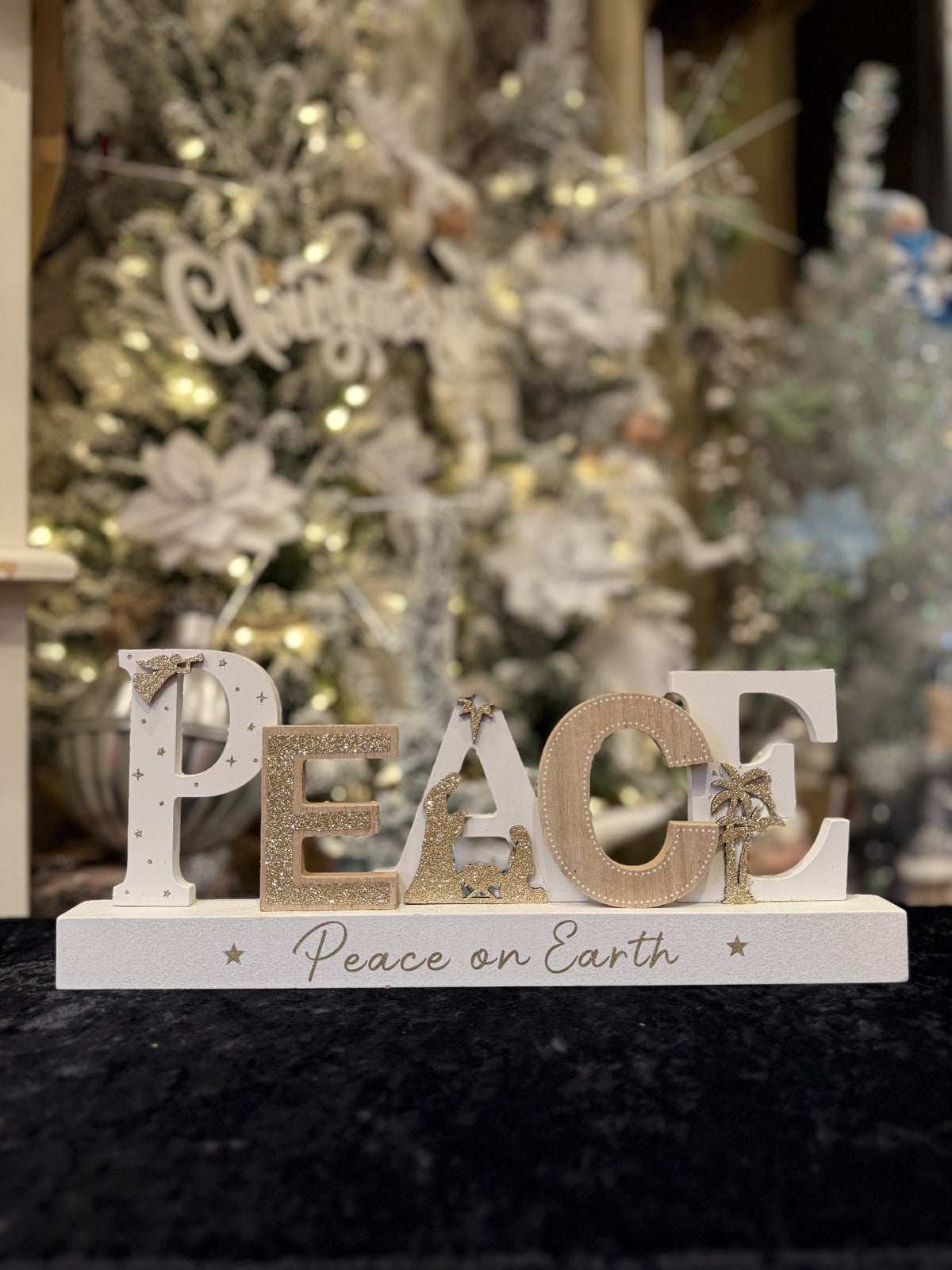 WOODEN NATIVITY PIECE - PEACE NST10464