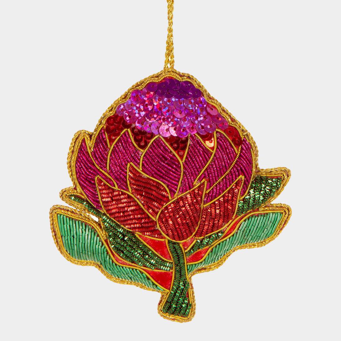 WARATAH SEQUIN EMBROIDED HANGING ORNAMENT X220512