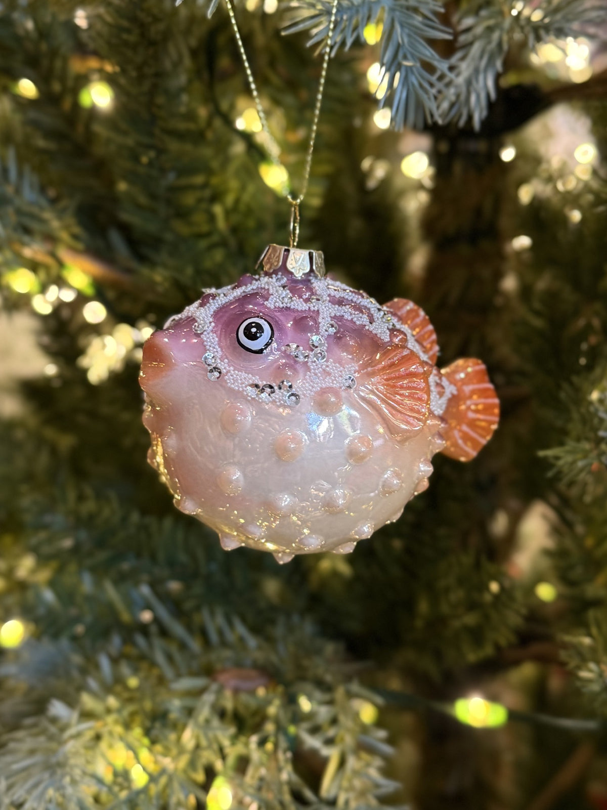 BLOWFISH GLASS HANGING ORNAMENT X260667