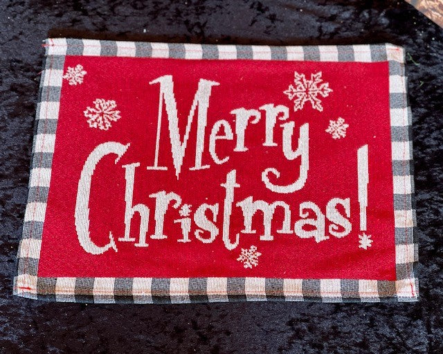 MERRY CHRISTMAS RED WITH FARMHOUSE CHECK TAPESTRY PLACEMAT LD6593-12