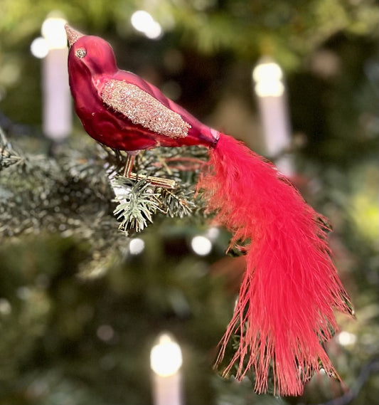 RED & GOLD GLASS CLIP ON BIRD HP9047-6