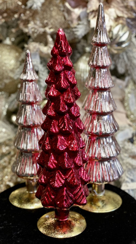 MOULIN ROUGE SET OF 3 MERCURY GLASS TREES HP9049-1