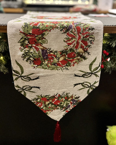 WREATH TAPESTRY TABLE RUNNER LD8207-1