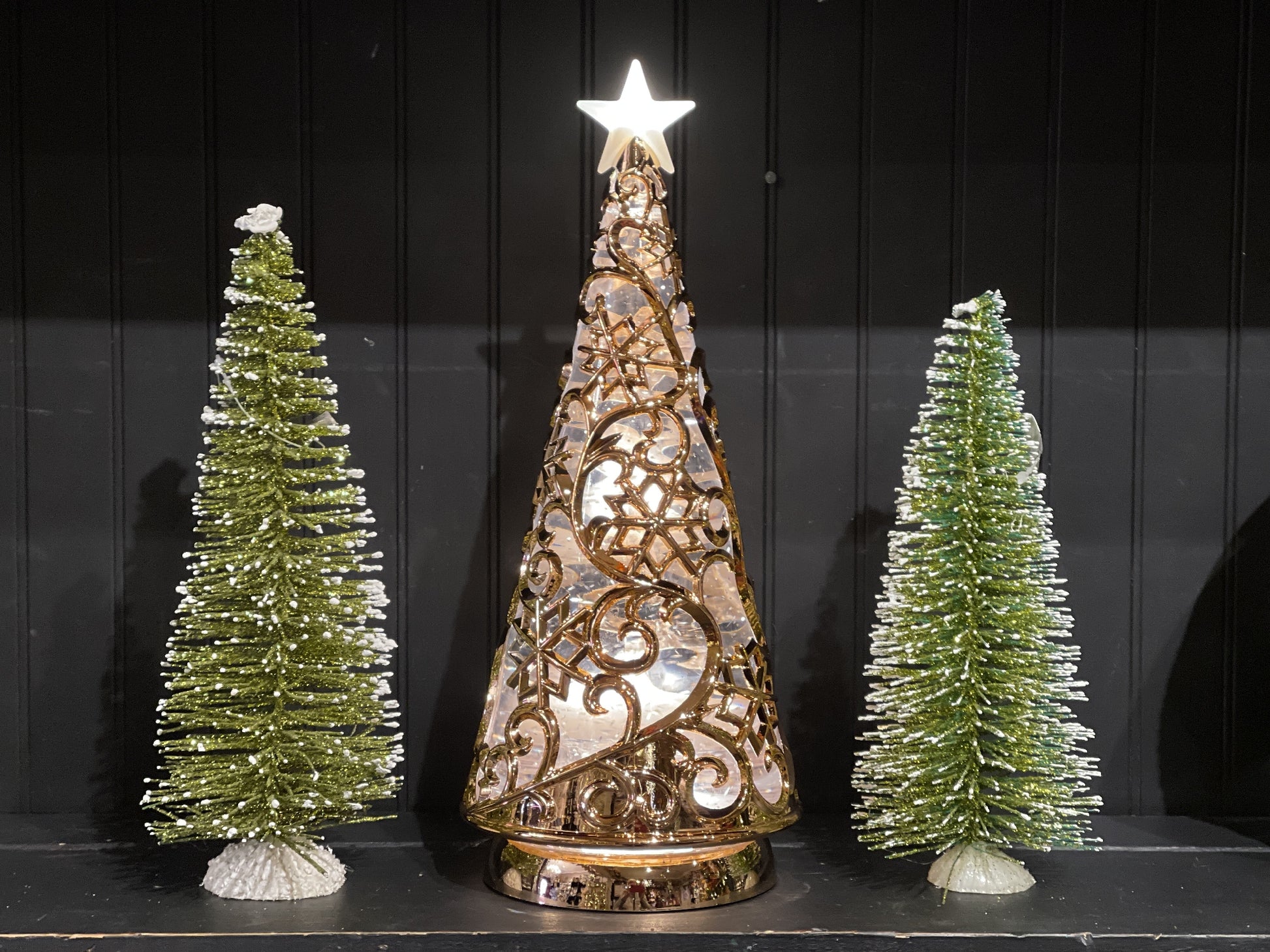 GLITTERN LANTERN CHRISTMAS TREE - ROSE GOLD 