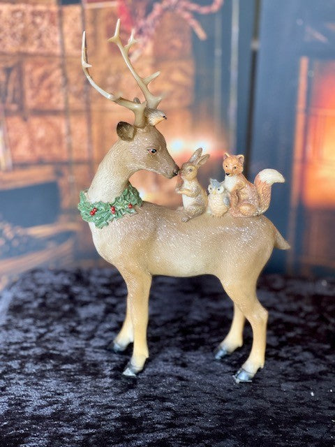 STANDING HOLLY DEER WITH FOREST FRIENDS XKN22