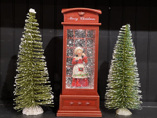 GLITTER LANTERN MRS CLAUS IN A RED TELEPHONE BOOTH XAC059A