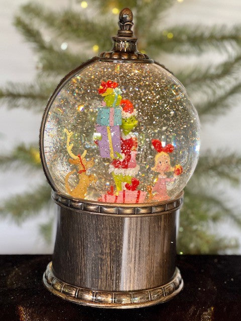 GLITTER LANTERN - GRINCH GLOBE WITH ROTATING SCENE XGR72