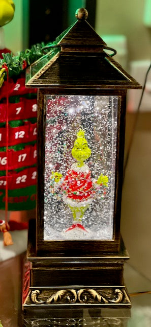 GLITTER LANTERN - GRINCH WITH LIGHTS XGR54