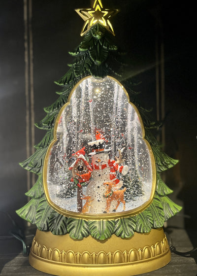 GLITTER LANTERN - CHRISTMAS TREE WITH SNOWMAN XAC460