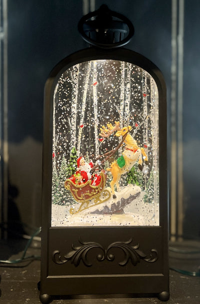 GLITTER LANTERN - SANTA & REINDEER SLEIGH XAC465