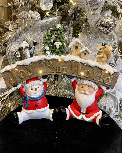 JOY TO THE WORLD LED SANTA & SNOWMAN SIGN XHM02